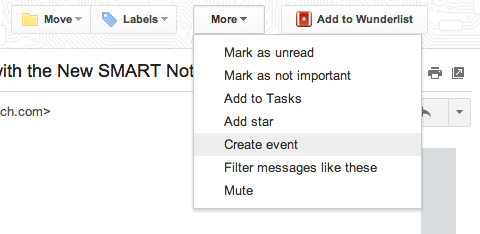 Create an event from Gmail
