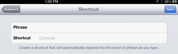 keyboard shortcuts ipad