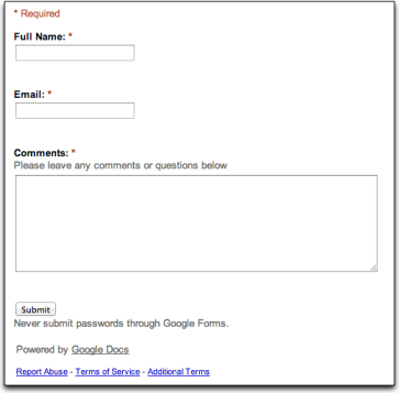 Google Sites Contact Form