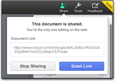stop sharing iwork document